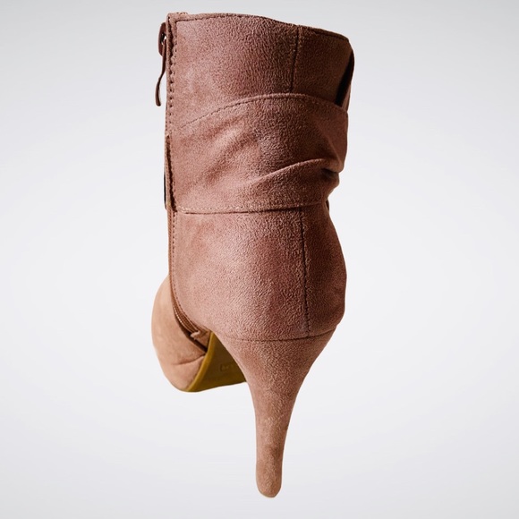 BLUSH FAUX SUEDE BOW HEELED BOOTIE BOOTS - Picture 7 of 8